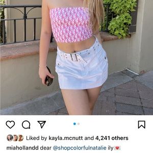 Colorful Natalie - White Cargo Mini Skirt (with removable belt included)